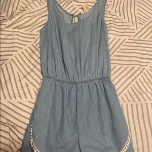 Blue jean romper with detailing